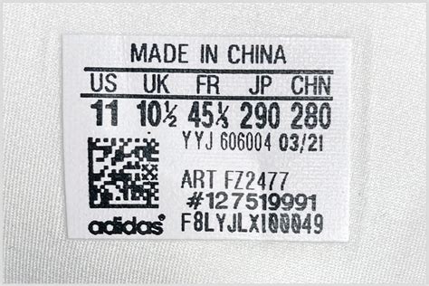 Adidas shoe label letter